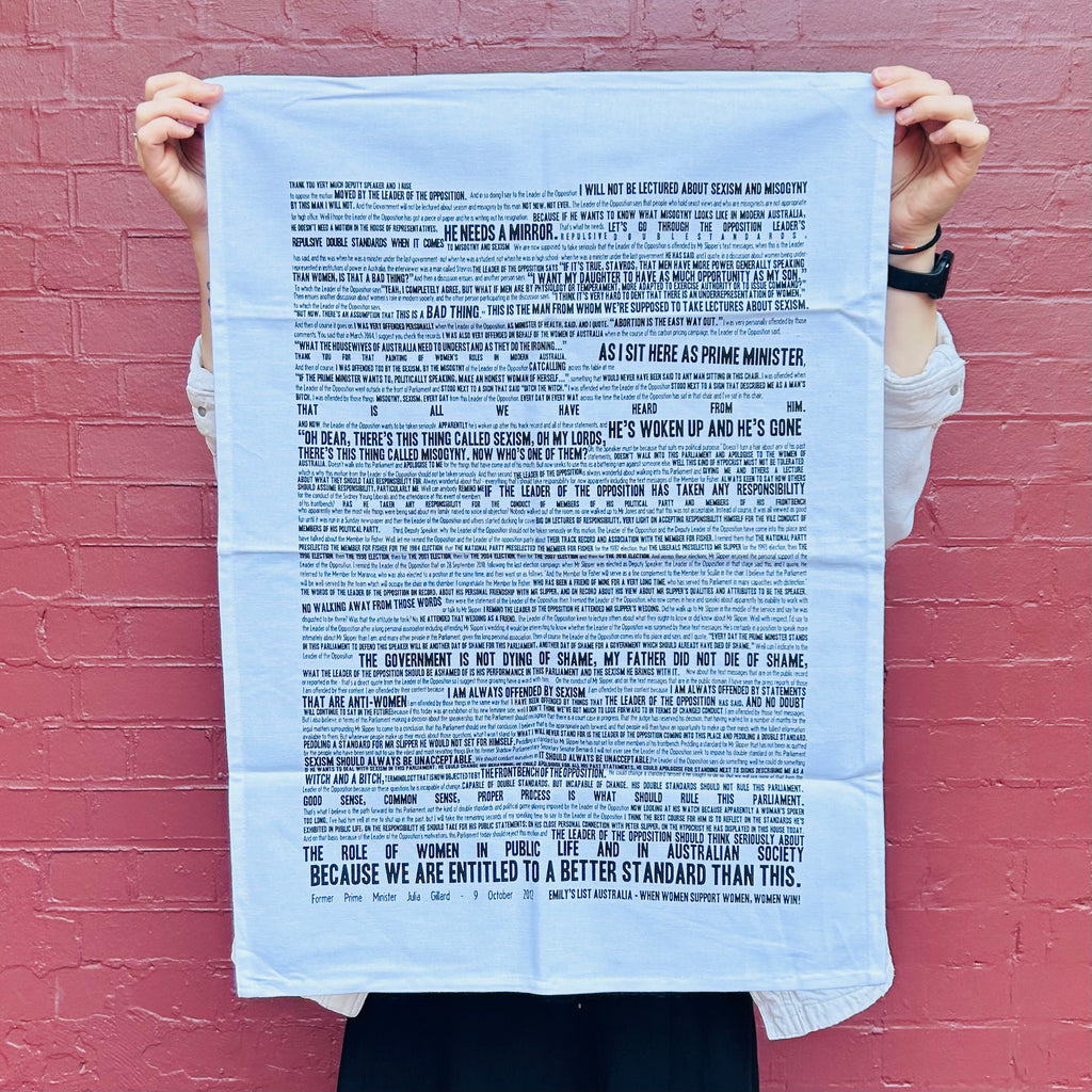 Misogyny Speech Tea Towel - White