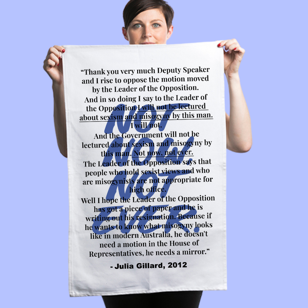 Misogyny Speech Tea Towel - White