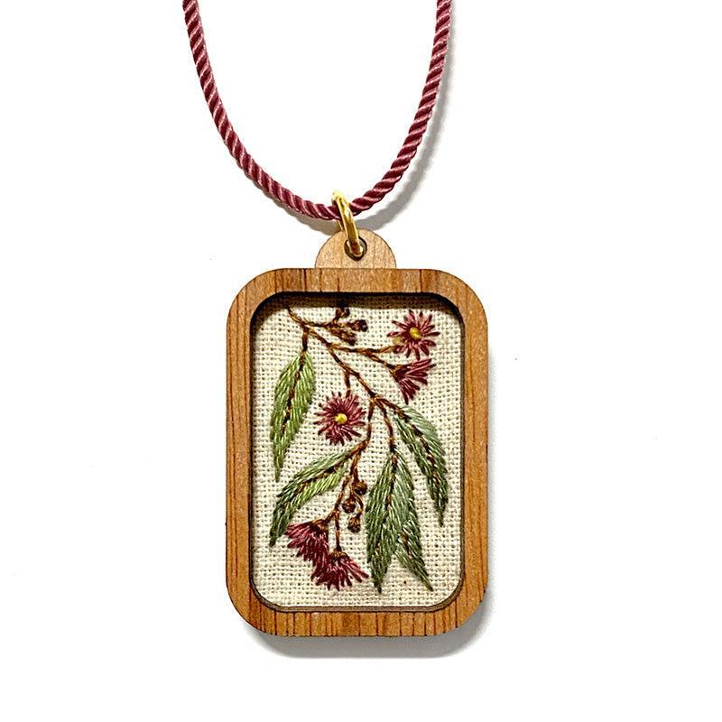 Muave Gum Leaf Hand Embroidered Necklace