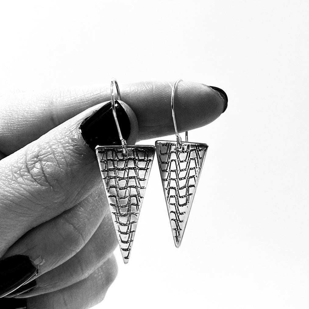 Textured Triangle Earrings