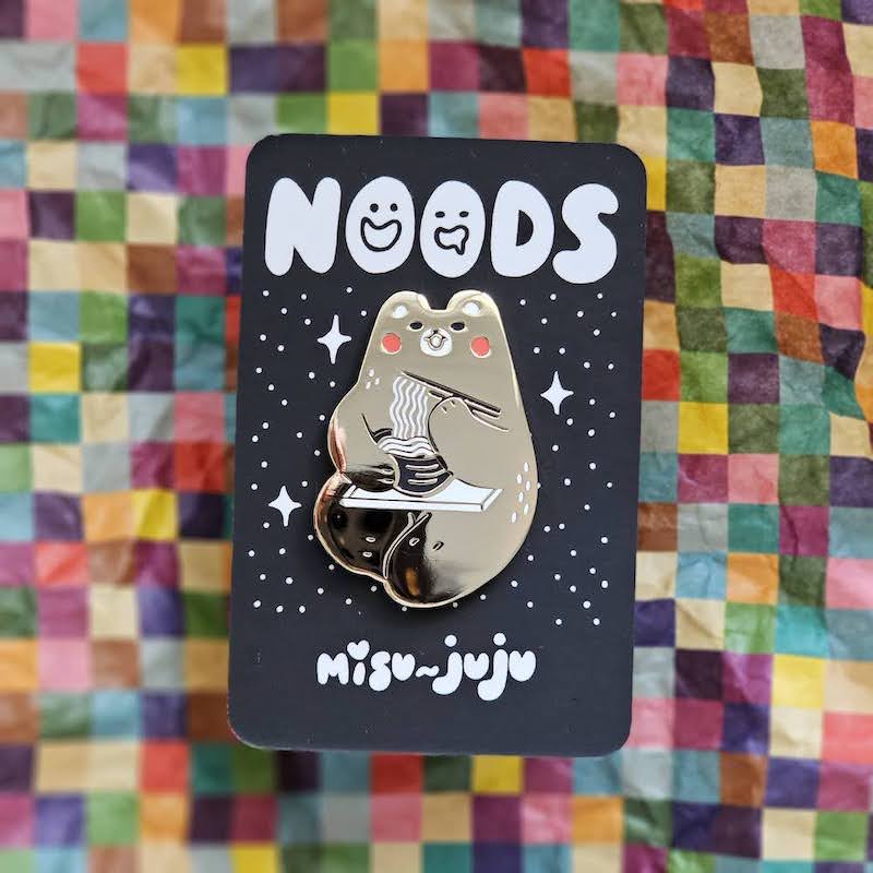 'Noodle Bear' Enamel Pin