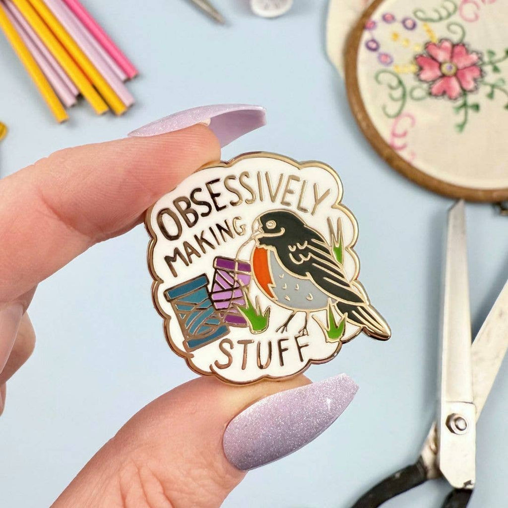 Obsessively Making Stuff Lapel Pin – QVWC SHOP!