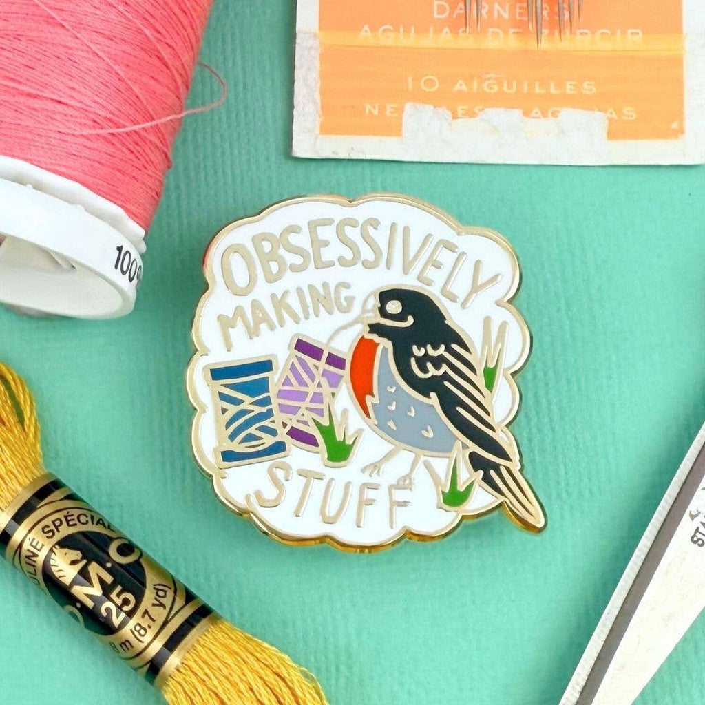 Obsessively Making Stuff Lapel Pin – QVWC SHOP!