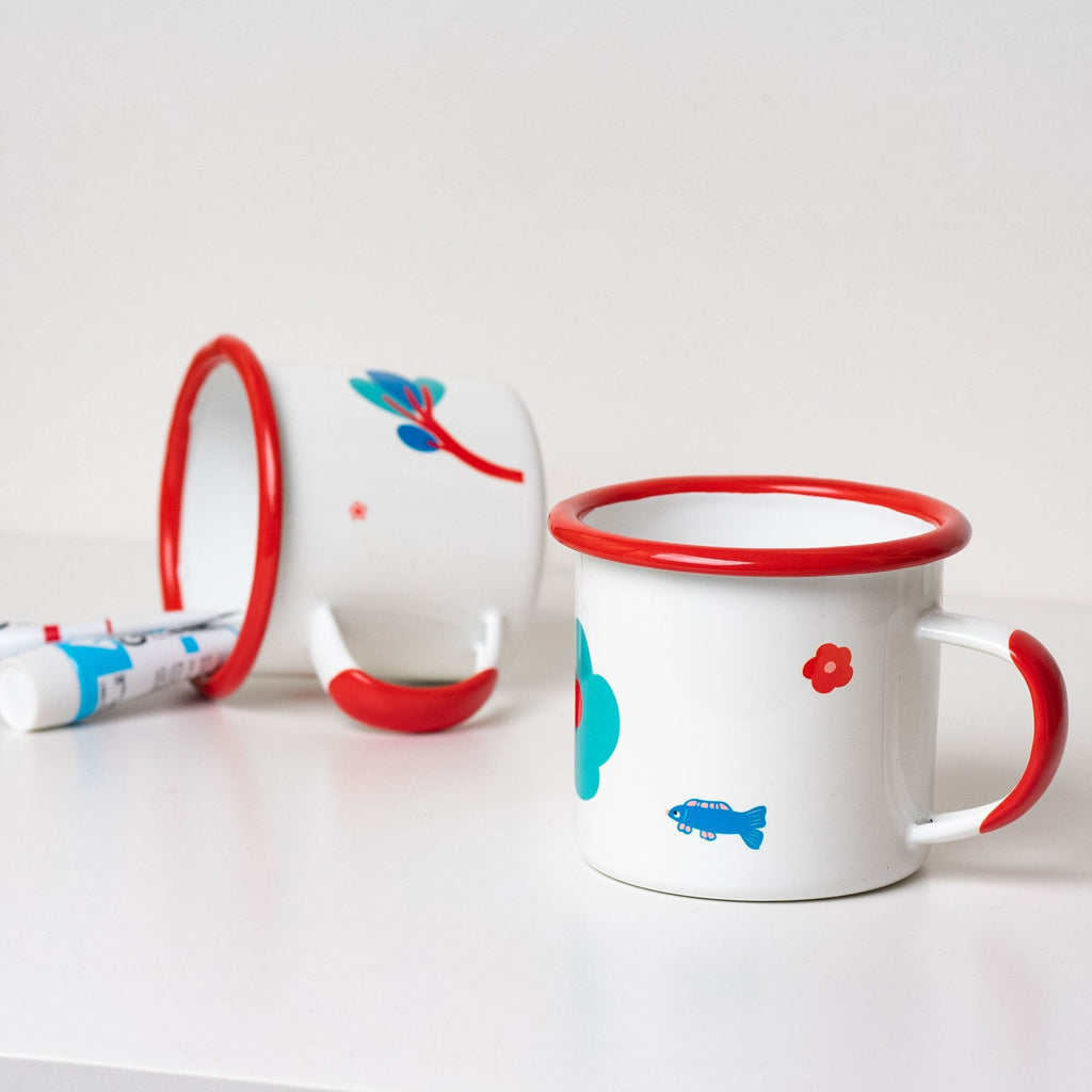 Cuppa Nostalgia Enamel Mug - Cute and Red