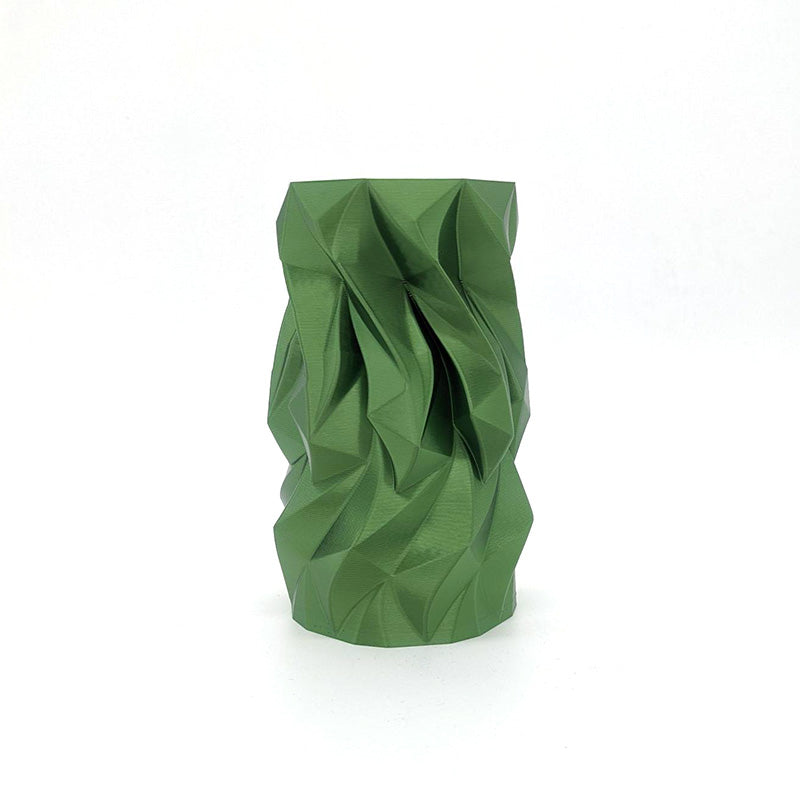 3D Printed Twisted Glacier Vase - Emerald Silk