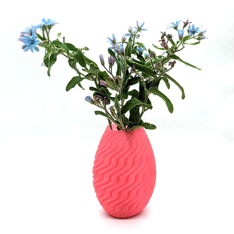 3D Printed Wave Vase - Pink Glitter