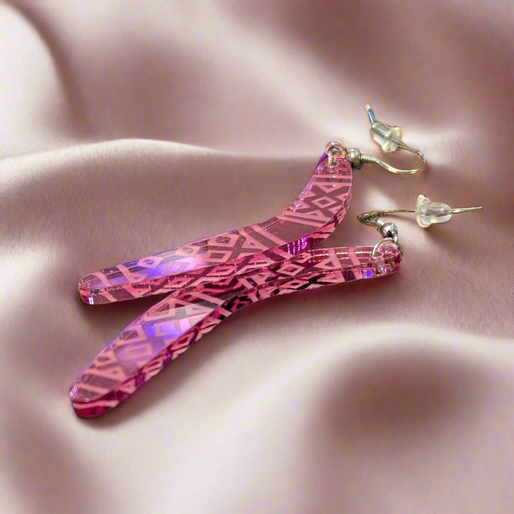 Boomerang Earrings - Pink Mirror