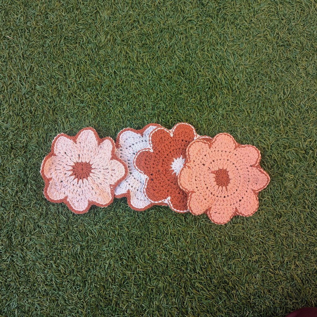 Crochet Flower Coaster - White