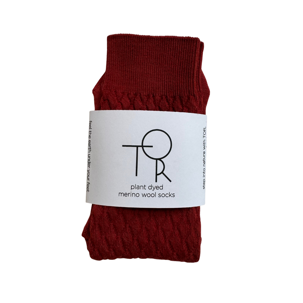 Plant Dyed Merino Wool Socks - Quilted Madder Root