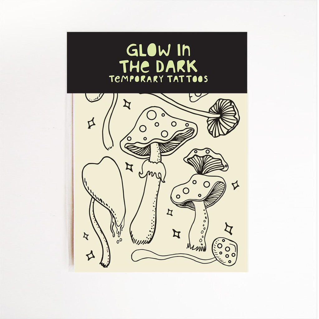 Quirky Mushrooms Glow In The Dark Temporary Tattoos