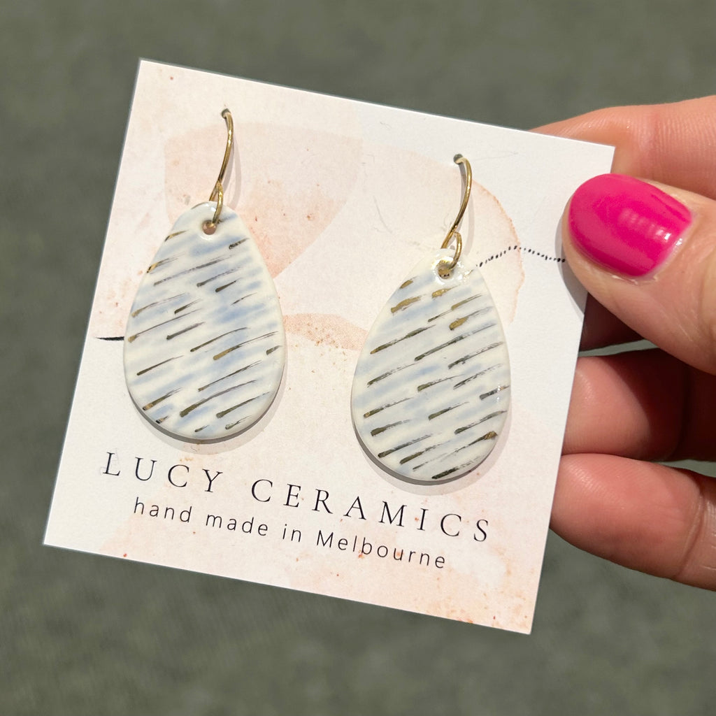 Rain Porcelain medium teardrop earrings
