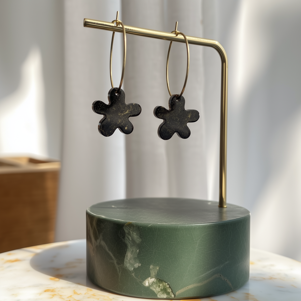 Recycled Coffee Grounds Flower Earrings