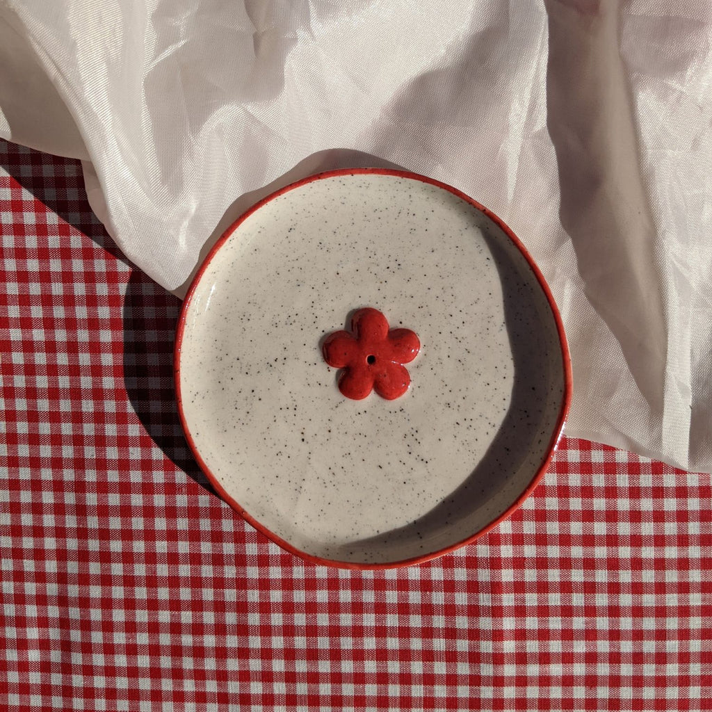 Red Daisy Incense Holder
