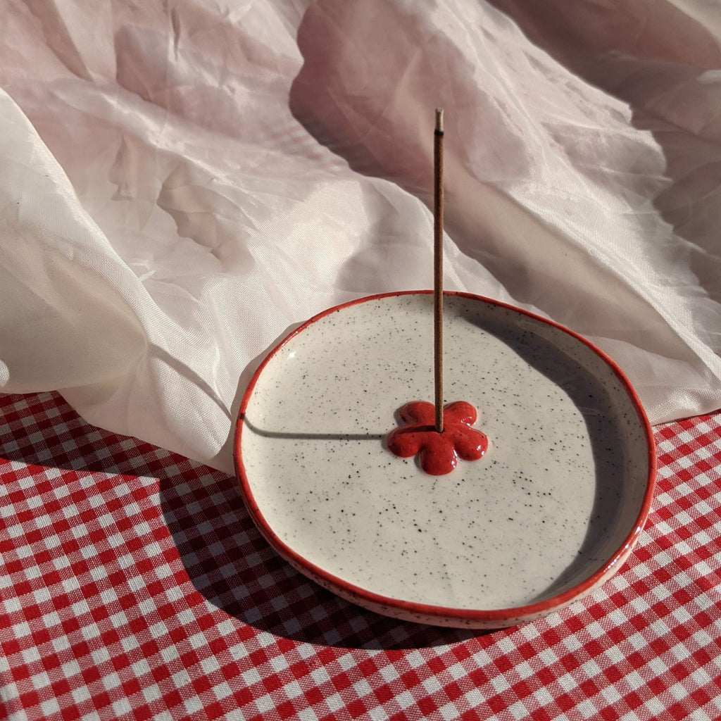 Red Daisy Incense Holder