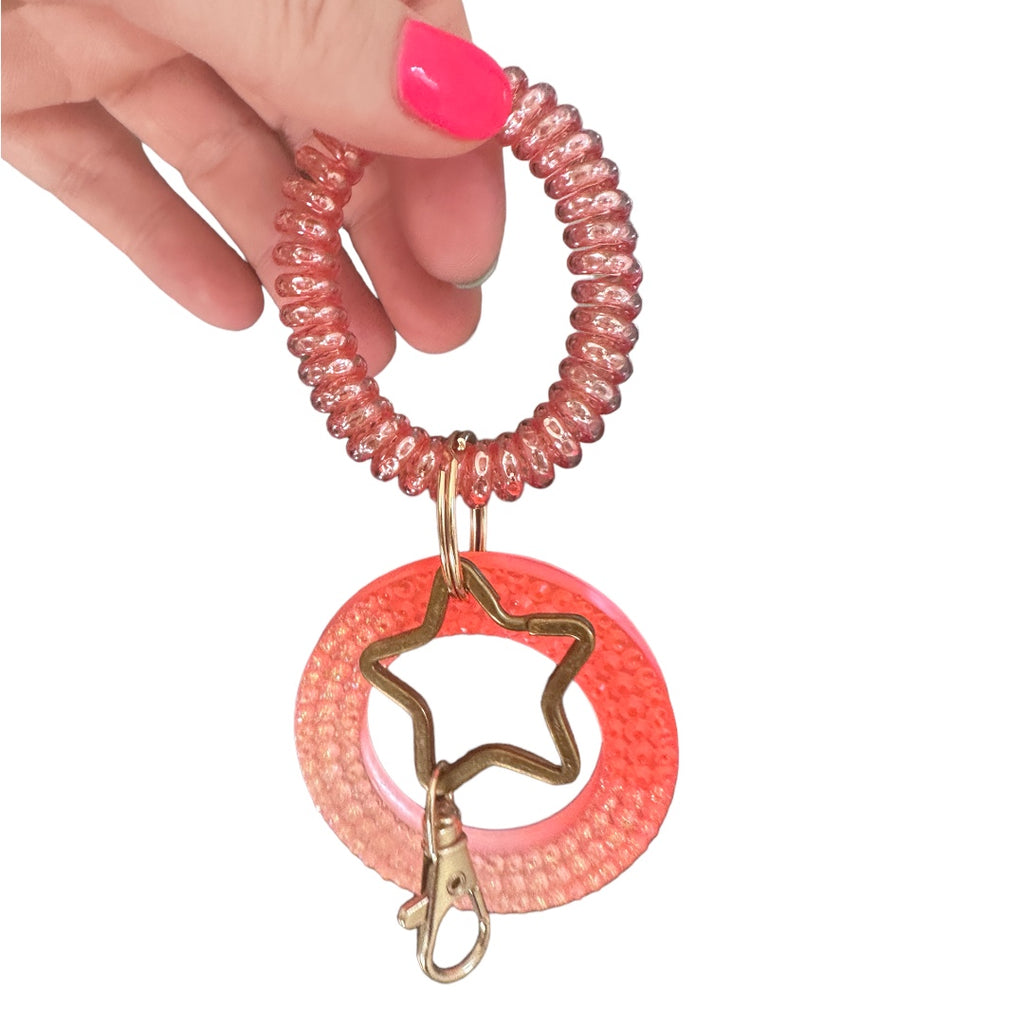 Resin Bubble Keychain Neon Orange Star