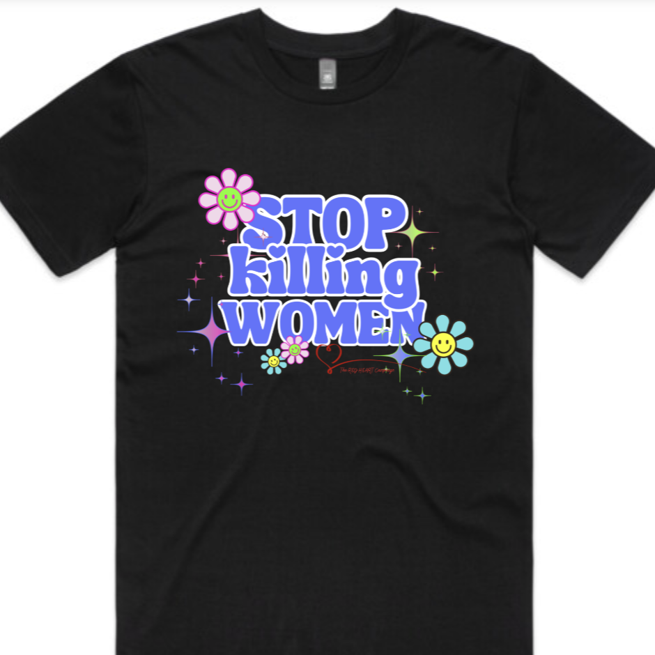 Black/Blue Stop Killing Women Flowers Tee