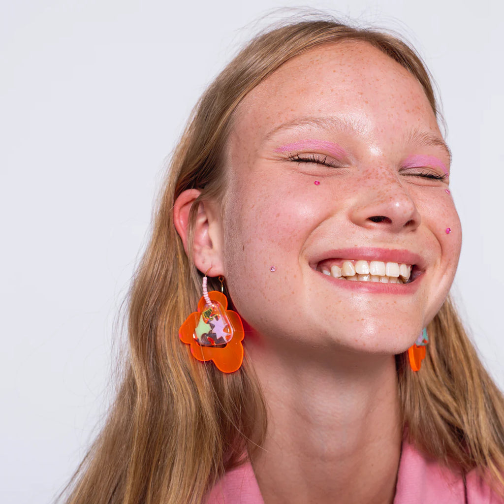 Scrap Petal Earrings - Orange
