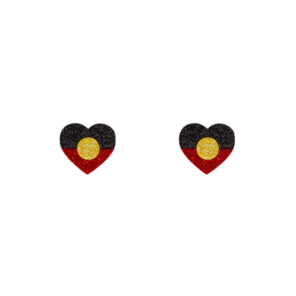 Aboriginal Flag Heart Clip on Earrings
