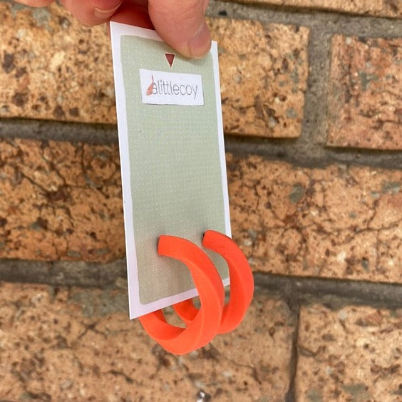 Mini Twisted Hoop Earrings - Neon Orange