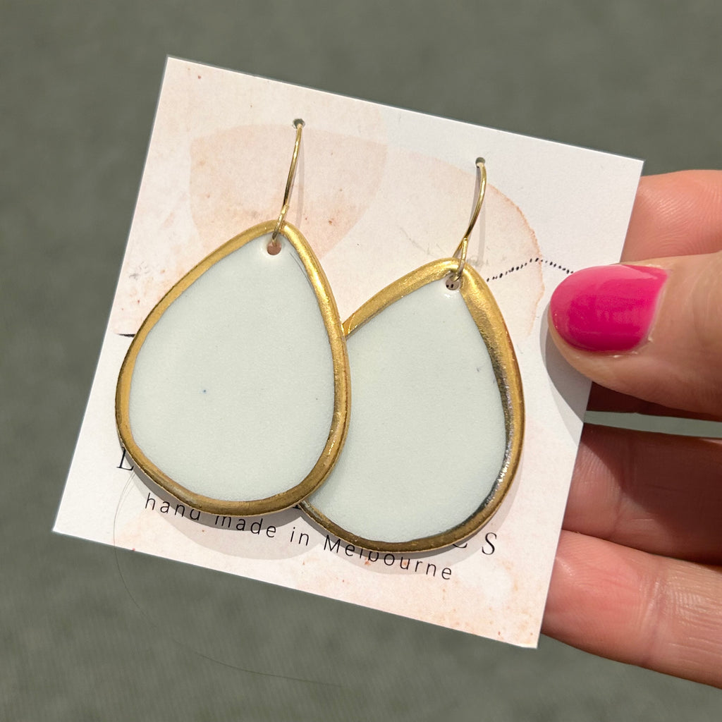 White Porcelain large teardrop earrings