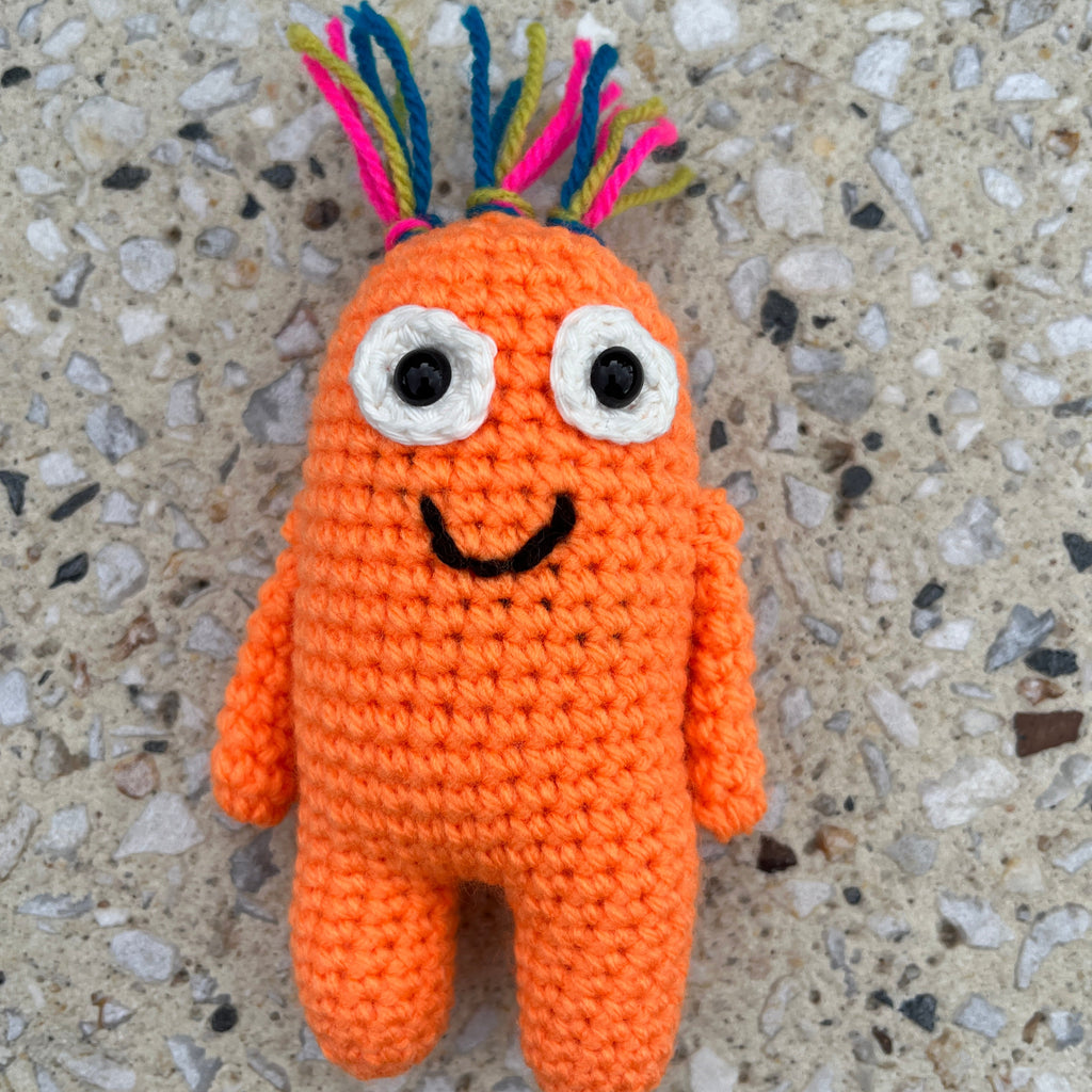 Worry Monster - Neon Orange and Rainbow