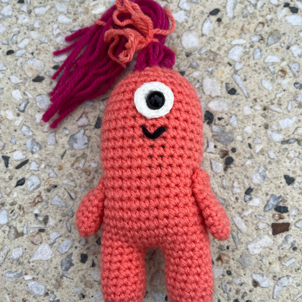 Worry Monster - Salmon and Magenta