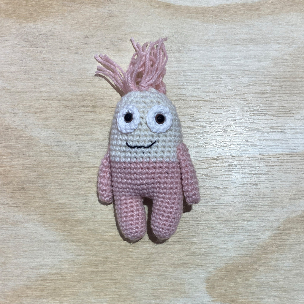 Worry Monster - Cream Pink with Pink Hair