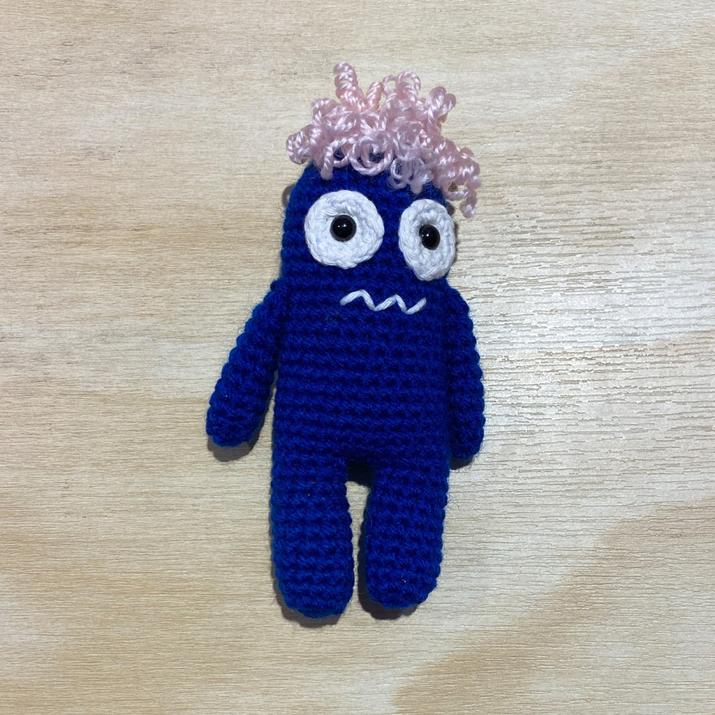 Worry Monster - Dark Blue with Pink Hair