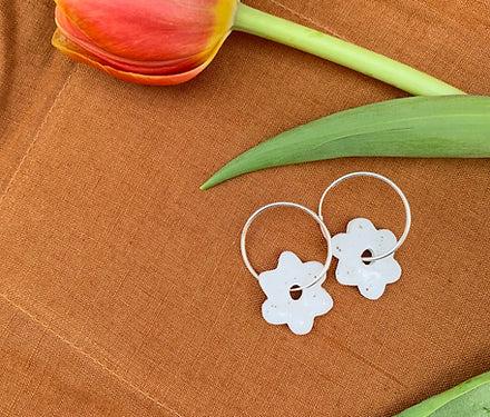 Ceramic Mini Hoops Pebble Blossom