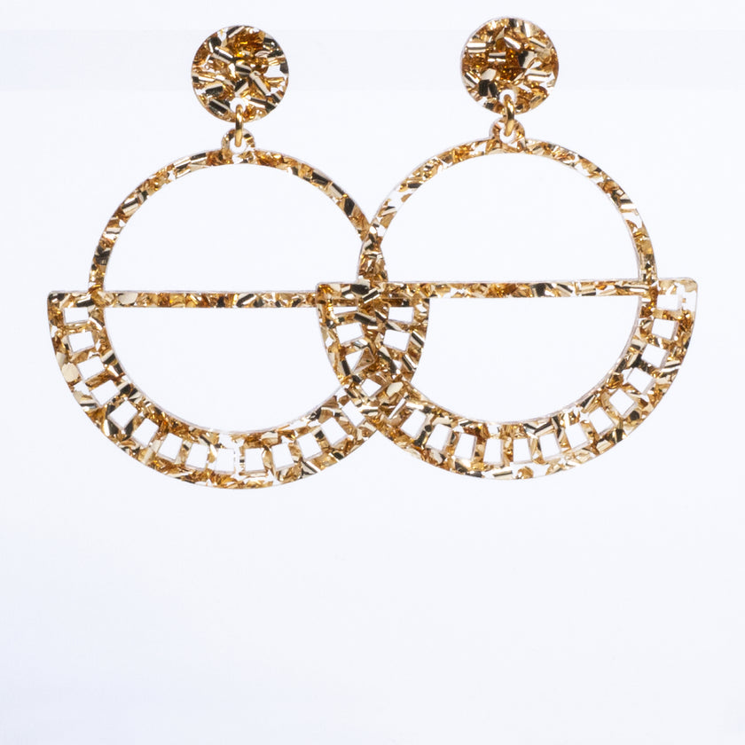 Circle Fan Earrings - Gold