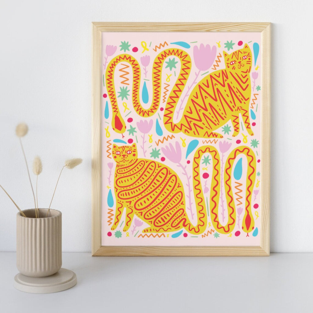 Cat Snake Tail Art Print