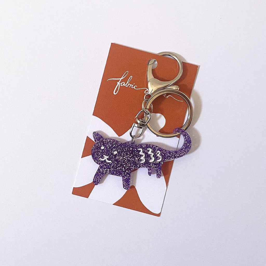 Cat Keyring (Purple Glitter)