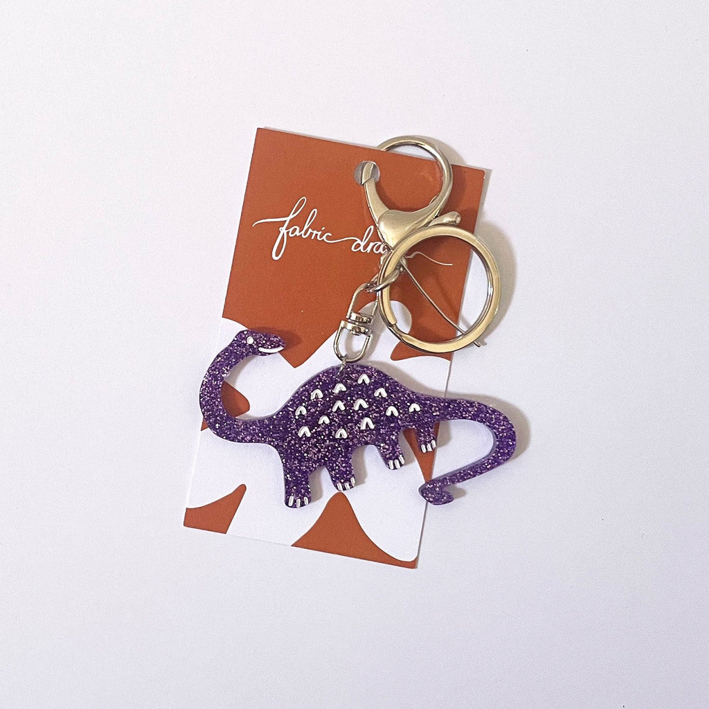 Dinosaur Keyring (Purple Glitter)