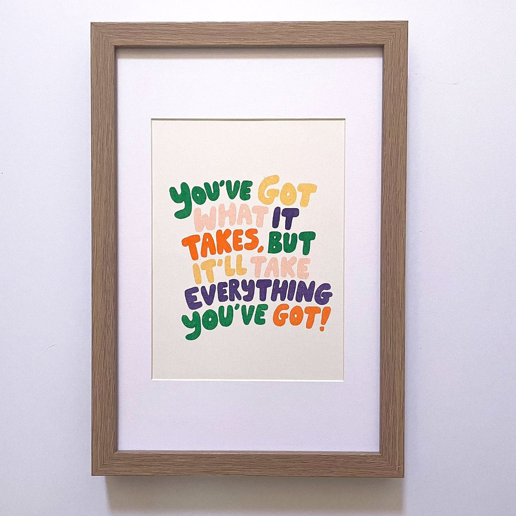 Risograph Art Print: A5 Hand Lettered Motivational Quote