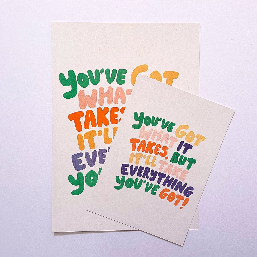 Risograph Art Print: A5 Hand Lettered Motivational Quote