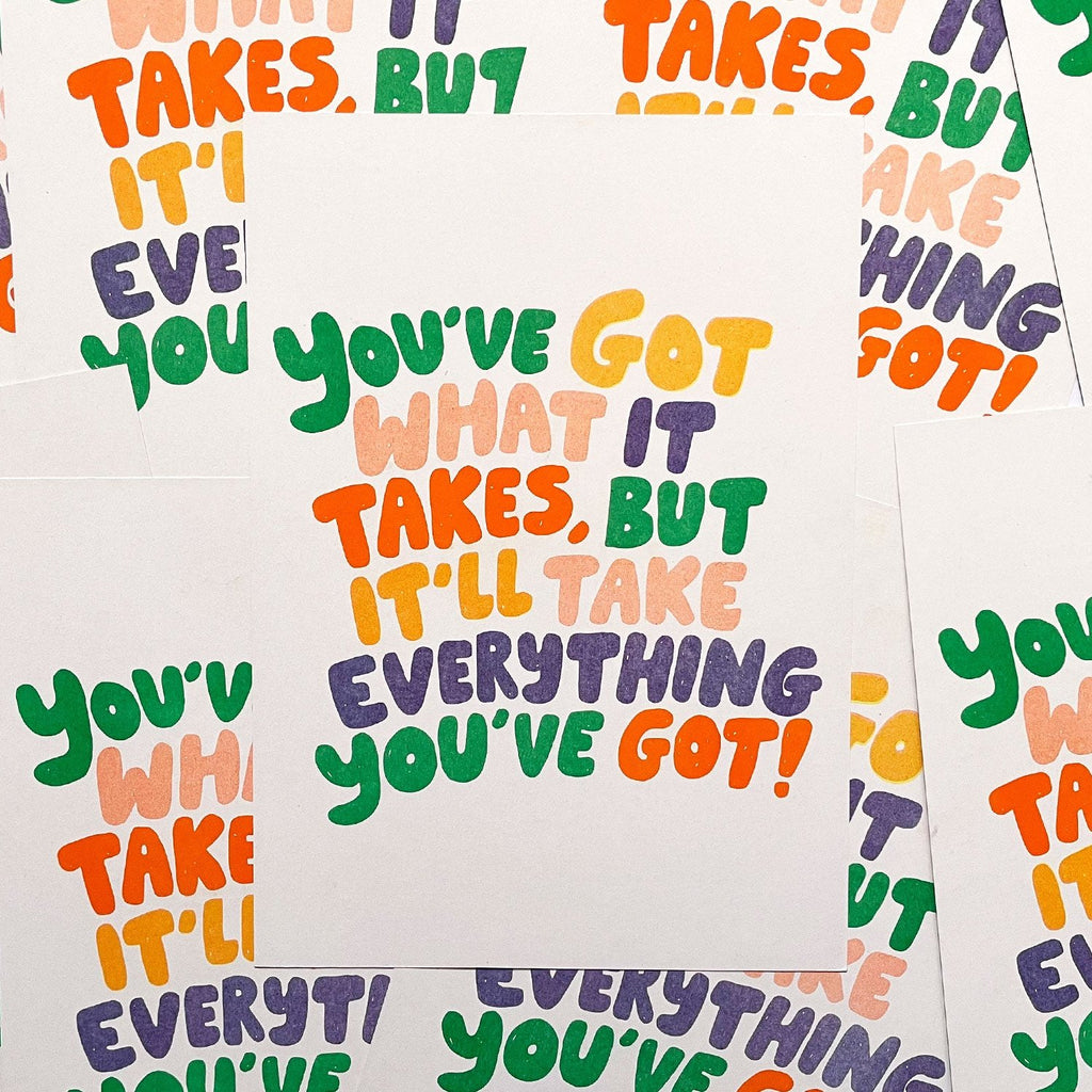 Risograph Art Print: A4 Hand Lettered Motivational Quote