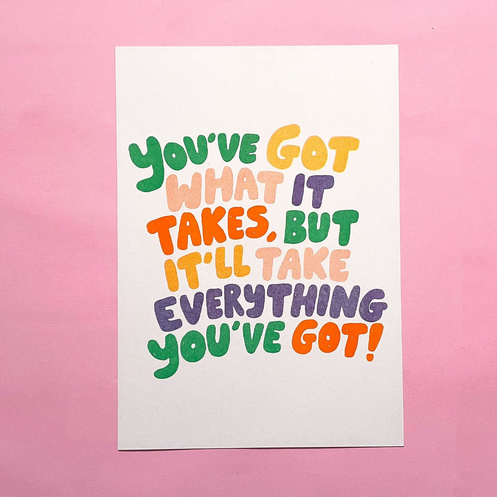 Risograph Art Print: A4 Hand Lettered Motivational Quote