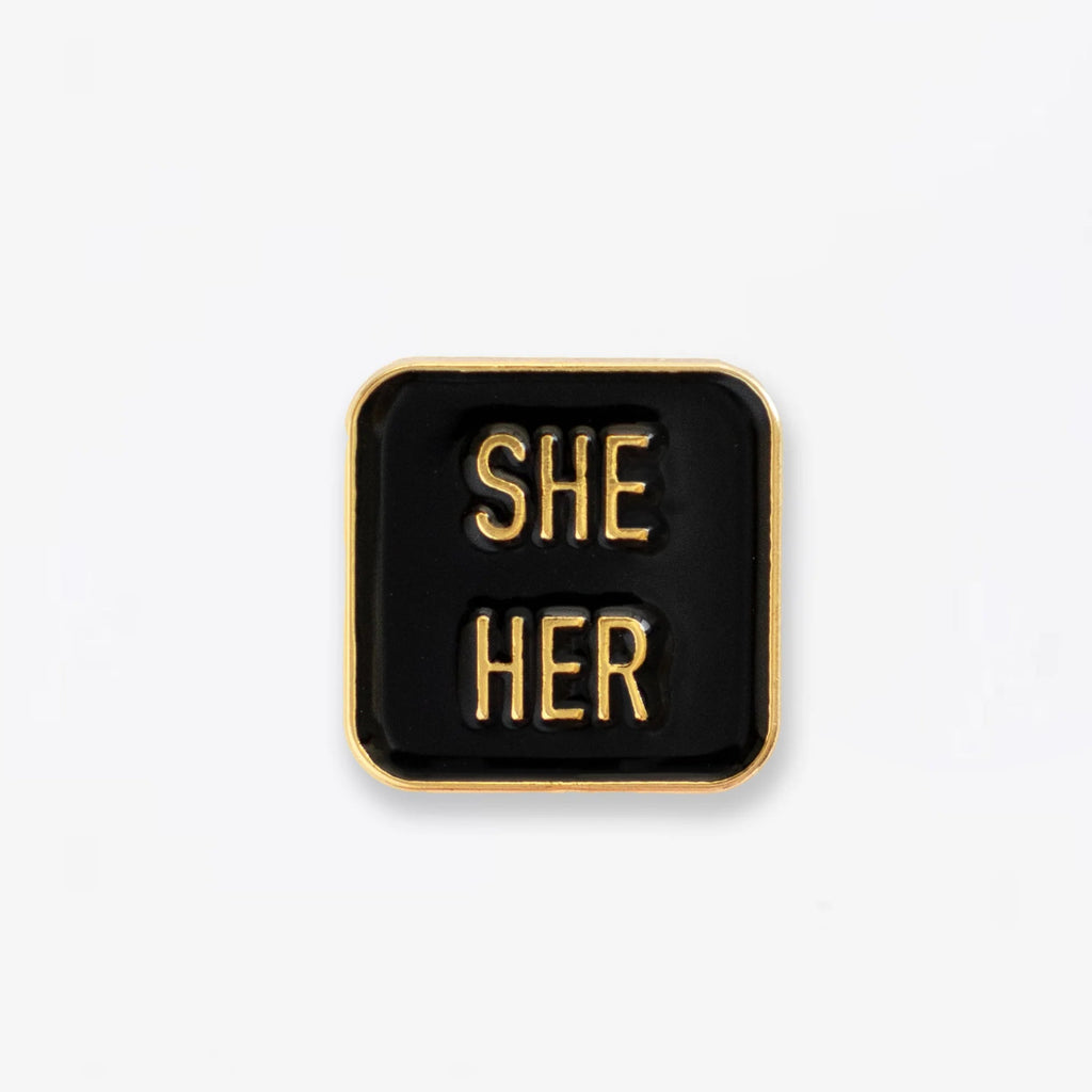 She / Her Enamel Pin - Gold & Black