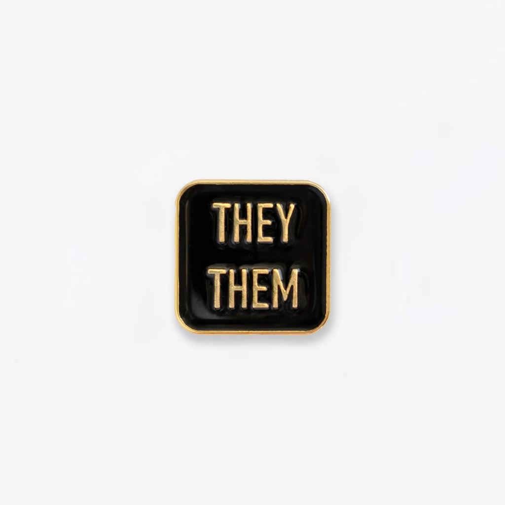 They / Them Enamel Pin - Gold & Black