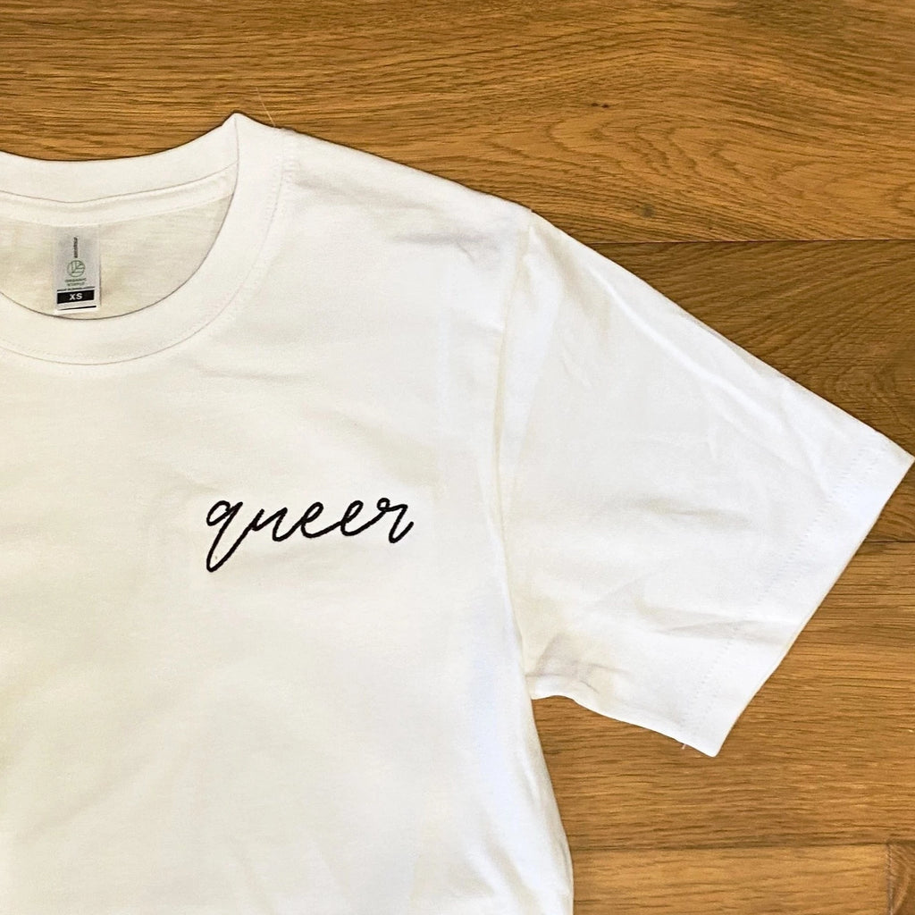 Queer Embroidered T Shirt - White