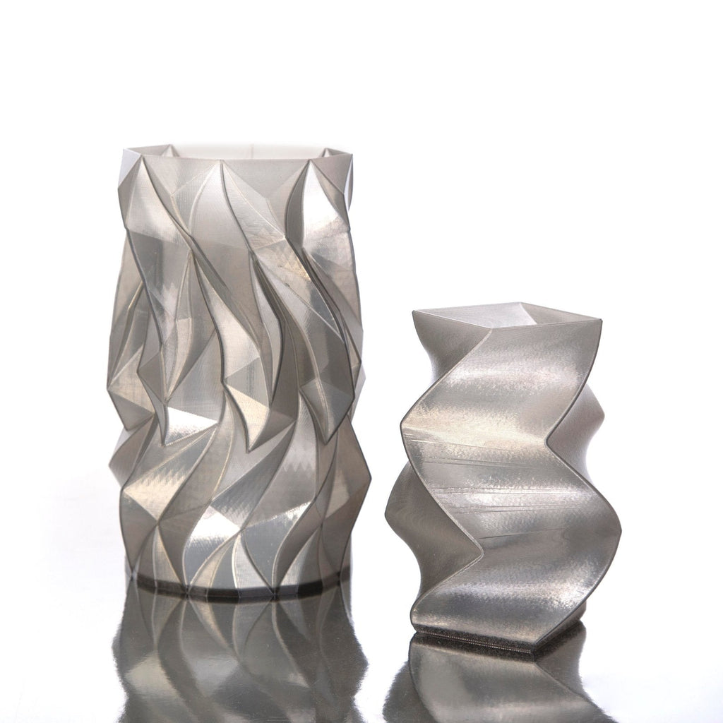 3D Printed Vase - Grey Twisted Glacier Translucent