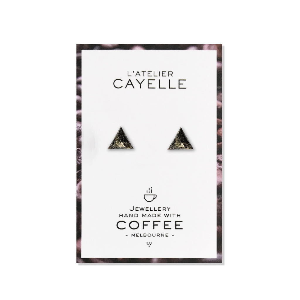 Faceted Triangle Coffee Earrings