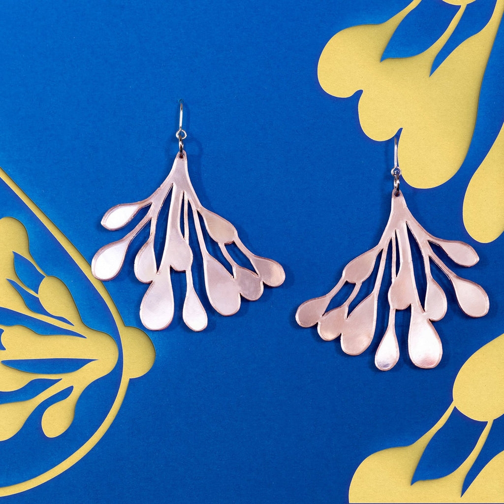 Acrylic Hanging Earrings - Pink Breast Side View