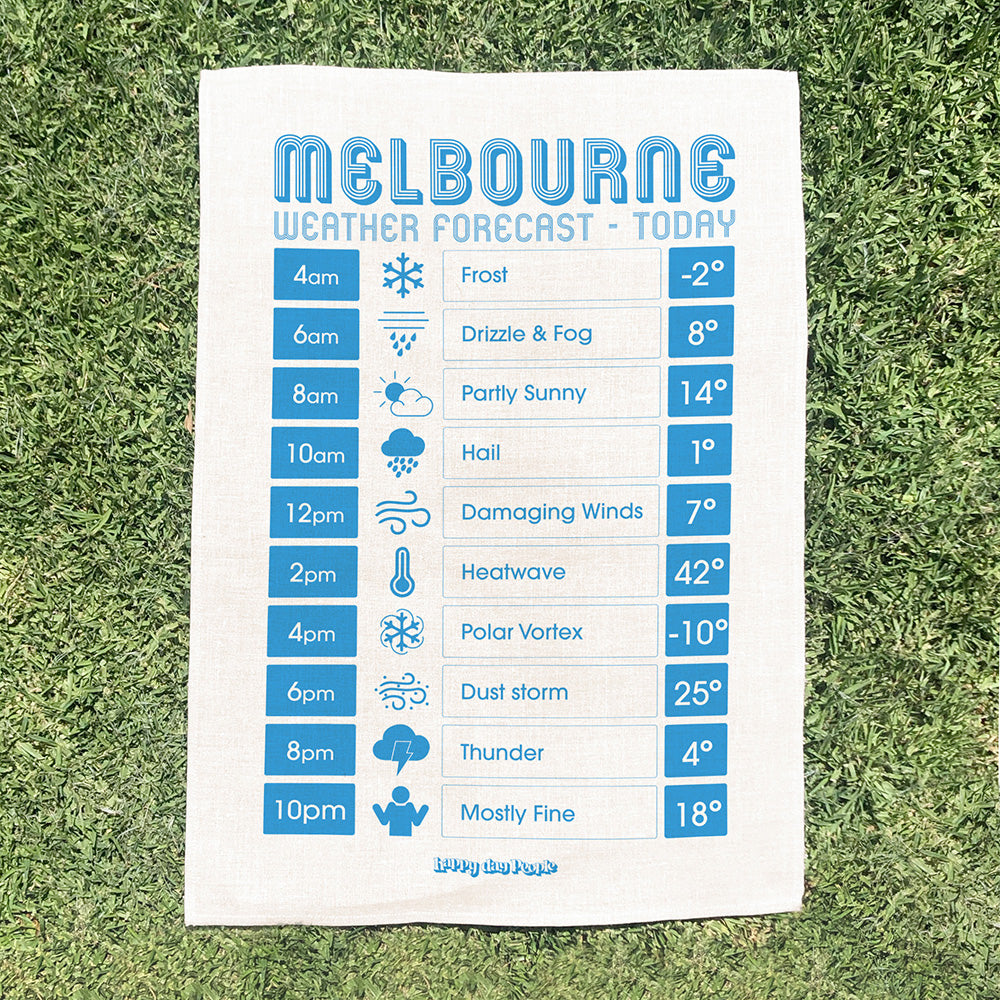 Melbourne Weather Forecast Linen Blend Tea Towel