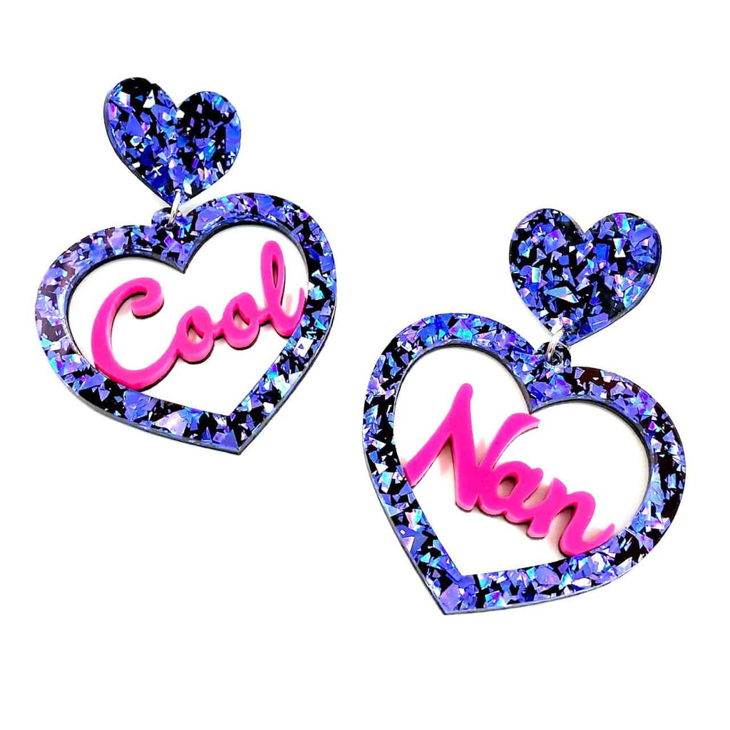 Cool Nan Cutout Heart Earrings - Blue Ice