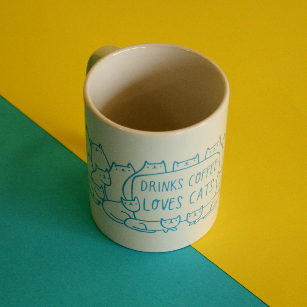 Mug - Drinks Coffee Loves Cats