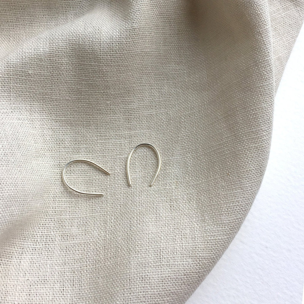 Mini Loop Threader Earrings - Recycled Silver