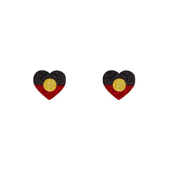 Aboriginal Flag Heart Studs
