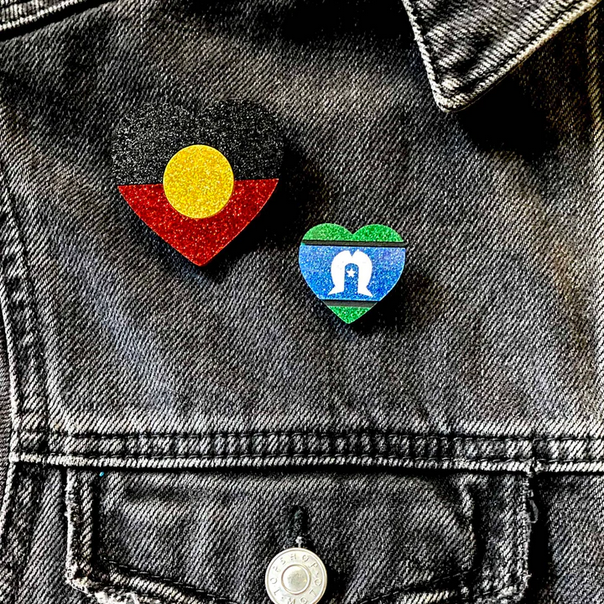 Torres Strait Islander Flag Heart Pin