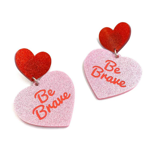 'Be Brave' Earrings - Pink and Red